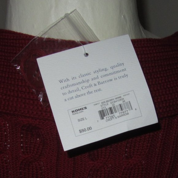 Women's Croft & Barrow Berry Wine Sweater Size Large NWT-$50.00 - Picture 6 of 7